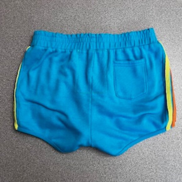 NWOT Aviator Nation 5 Stripe Jogger Shorts Ocean / Neon Pink & Yellow Size Large - Picture 2 of 7